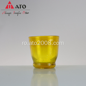 Amber Color Glossy Glass Cup